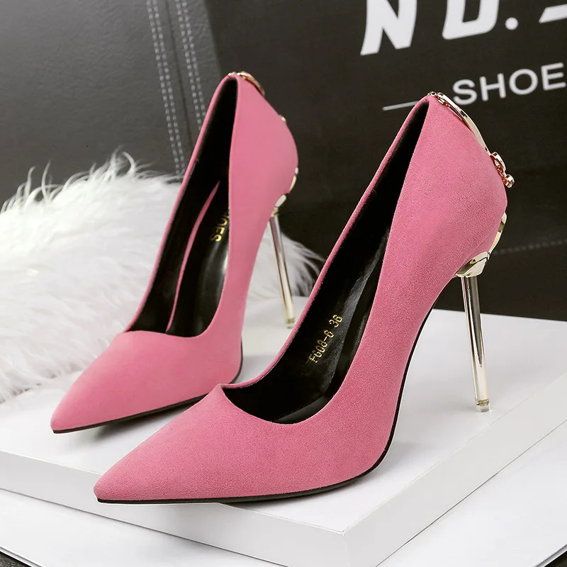 5 Colors avaliable High-heeled Fashion Pointy Night Shoes Pointed High Heels Club Sexy Singles Profession Pumps 241030