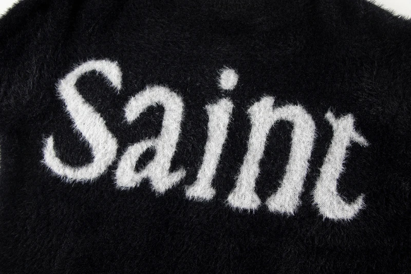 Letter SAINT Sweater Men Women Round Neck Pullover Hiphop Street Loose Knitted Sweatshirts 241031