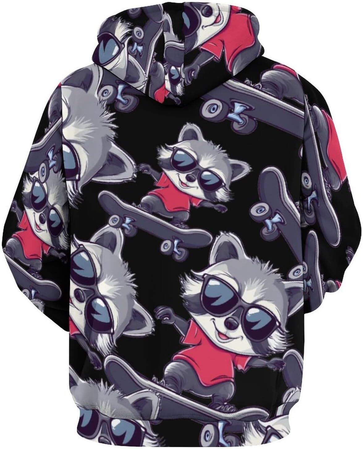 Hoodie for Mens Womens Raccoon Cool Skateboard Unisex Hoodies 3D Printed Pullover Sweatshirt Casual Hooded Sweater Tops Graphic Warm Hip Hop
