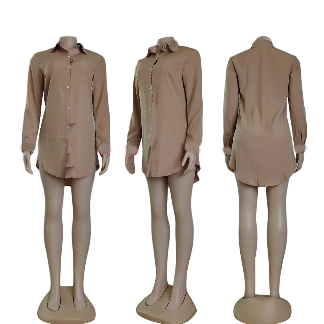 Casual Dresses Ladies' -selling Long-sleeved O-neck Fashion Sexy Temperament Tight Stitching Work Office Shirts Dress Wholesale