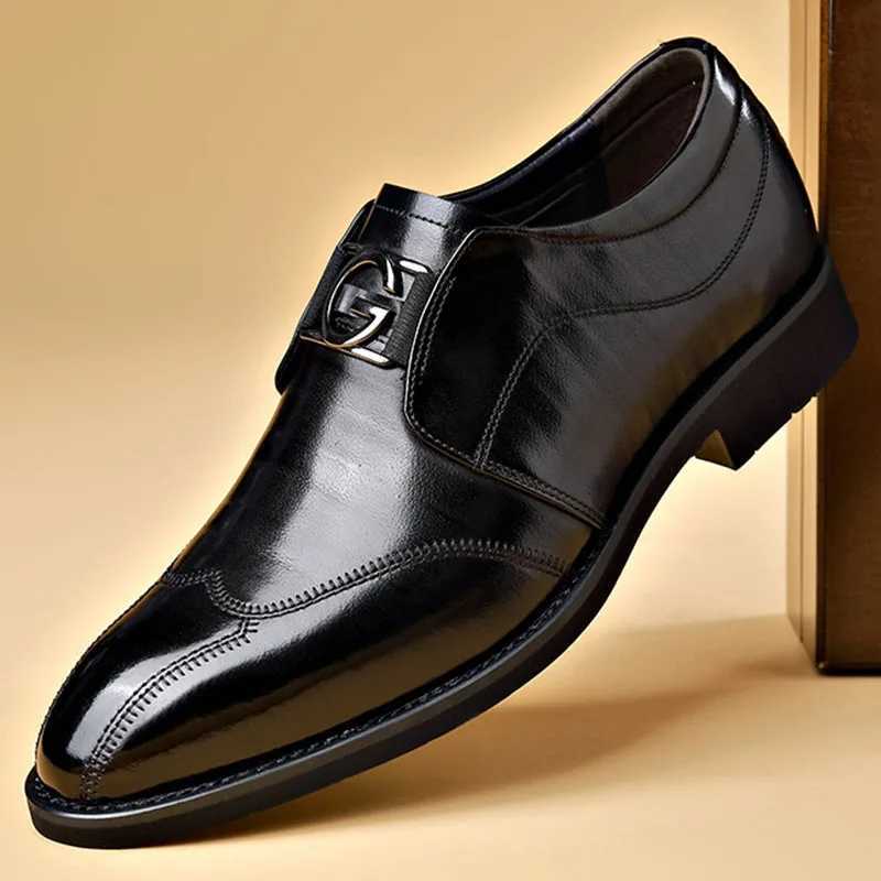 New Stylish Mens Pointed Oxford Wedding Leather Men Dress Shoes Gentleman Off Man Shoe Y250222
