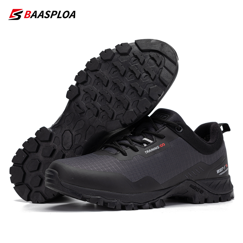 Baasploa Men's Hiking Shoes Wear-Resistant Man Outdoor Waterproof Sneaker Light Male Walking Shoes
