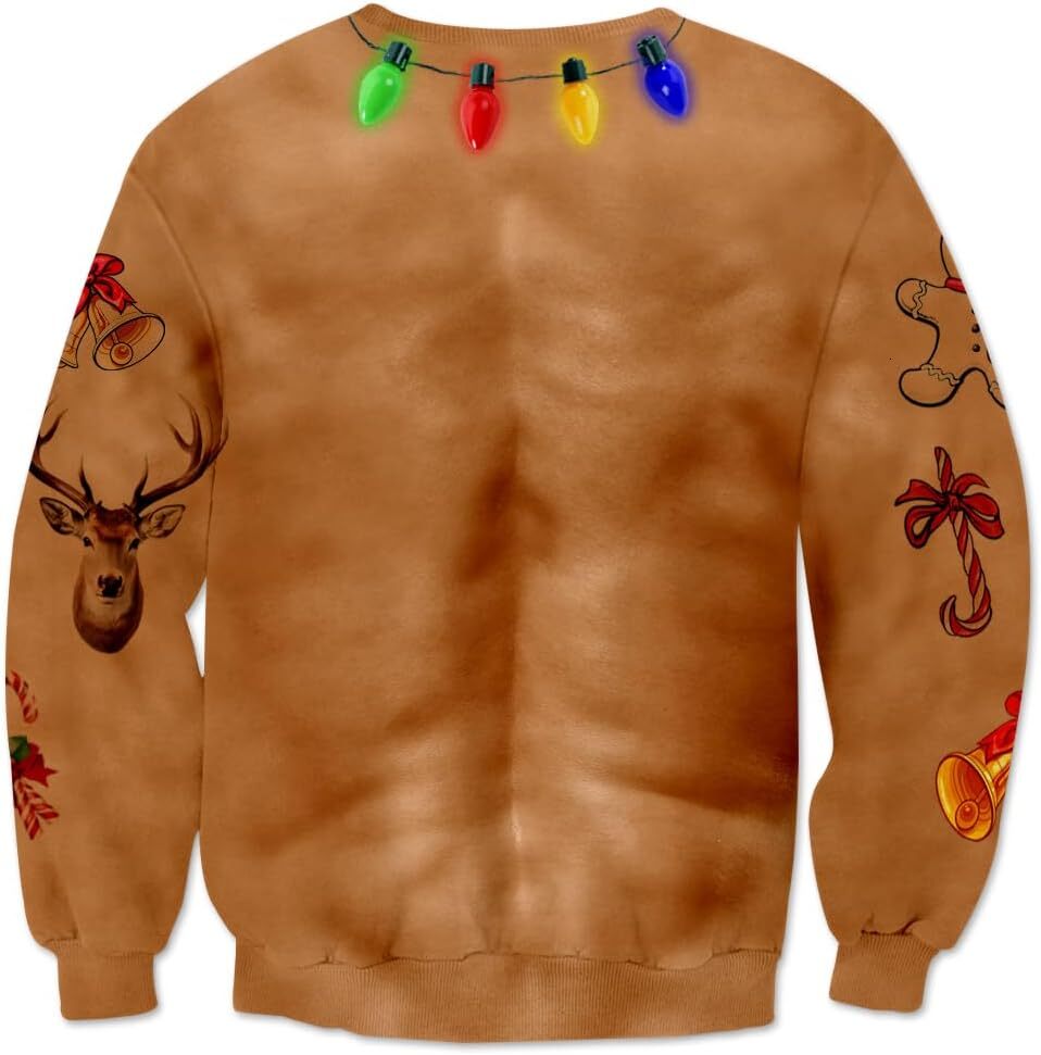 Long Sleeve Shirts for Men sweatshirt Men Ugly Christmas Sweater Fleece Lined Cozy Sweatshirt Pullover Shirts for Holiday Party Tee Streetwear Casual 