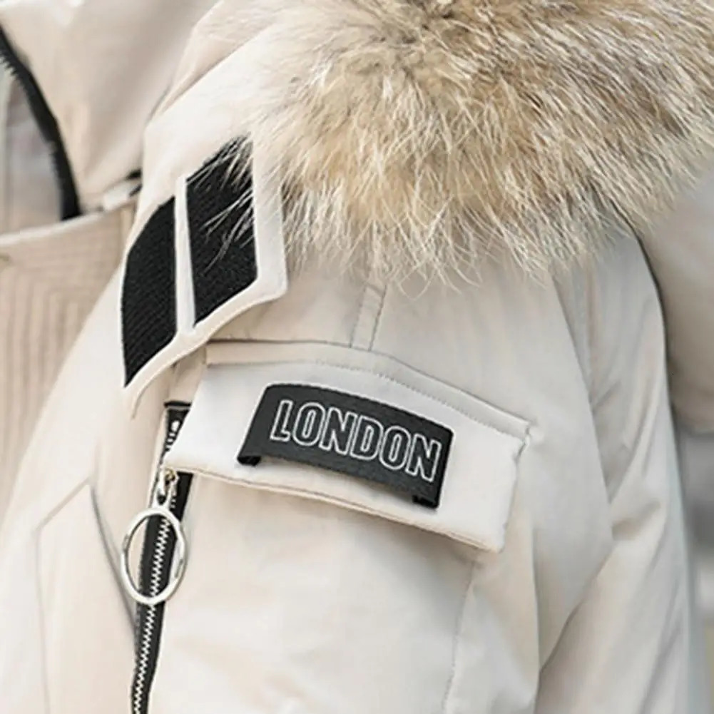 Mens down jacket solid color long sleeved hooded jacket fur collar zippered pockets winter jacket thick lining mens jacket 241030