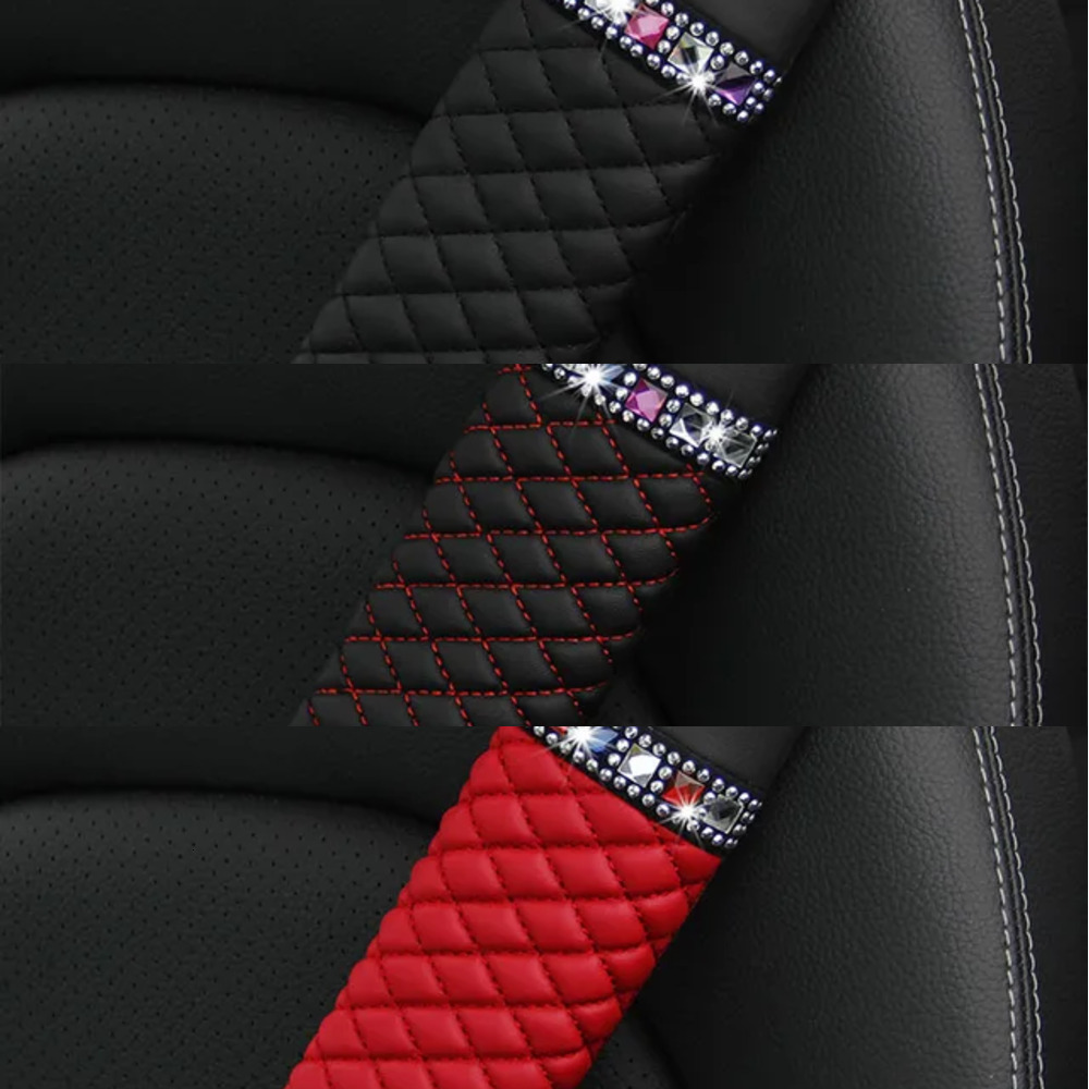 New Bg Rhie Crystal Universal Seat Belt Pads Cover Soft Comfort Plush Shoulder Strap Harness Pad For Car Bag