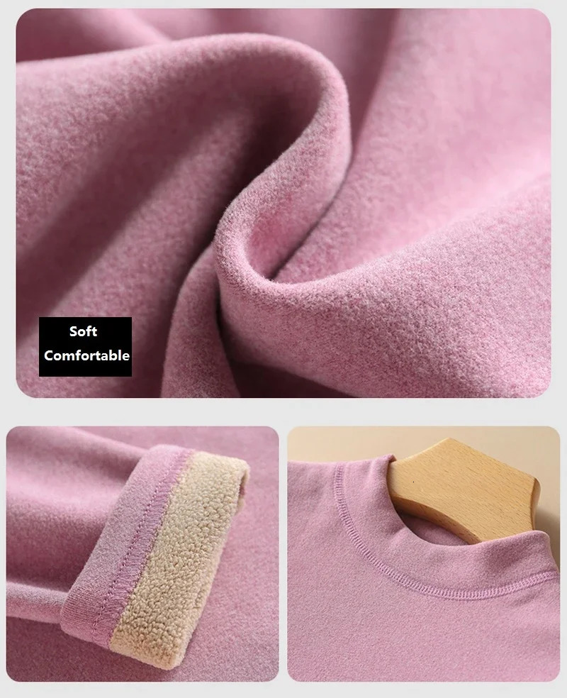 2Pcs Winter Lingeries Women Long Pants Thermal Underwear Sets Thick Intimate Set Fleece Long-Sleeved Undershirts Large Size 241031