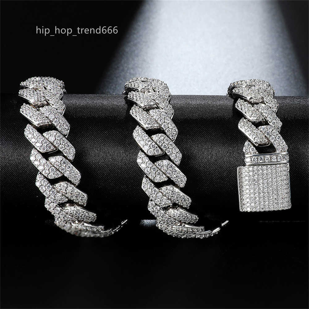 Hot Sale Style Box Buckle Miami Large Chain Full moissanite Hip Hop 19mm Mens Cuban Necklace