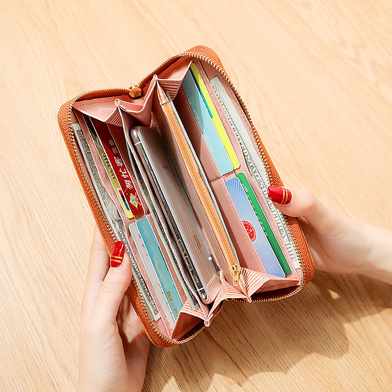 New designer women's hardware love long style fresh exchange multifunctional buckle mobile wallet