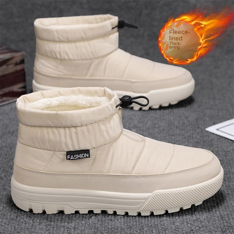 Mens winter boots down jackets velvet cold proof warm high-end cotton shoes daily outdoor warm mens shoes mens snow boots 241031