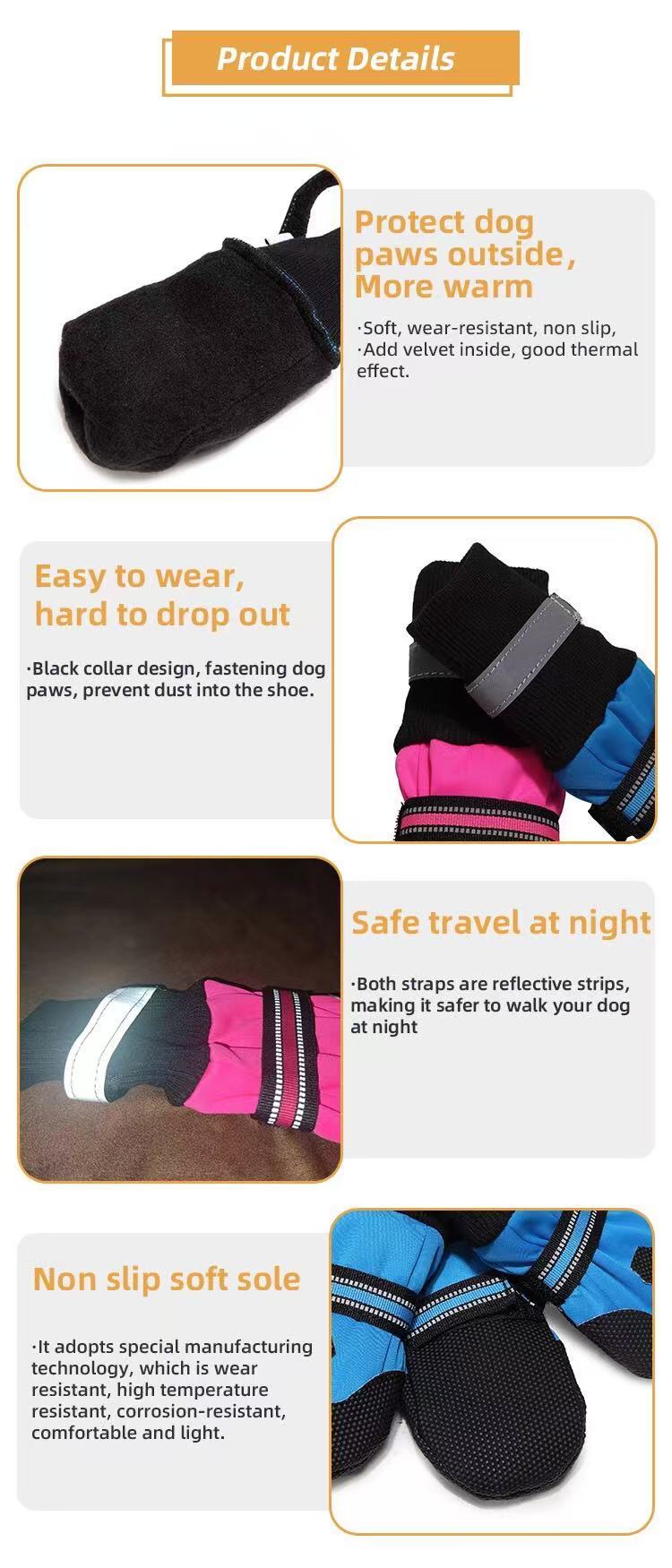 Small, medium, and large dog shoes that can't run off, soft soled walking pet shoes for outdoor walking, anti dirty dog foot covers