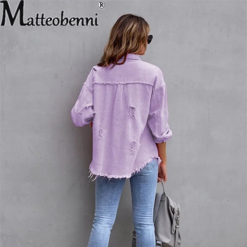 Sweet Color Splicing Pocket Denim Jacket Female Fashion Streetwear Lapel Long Sleeves Single-breasted Cardigan Loose Women Coat 241031