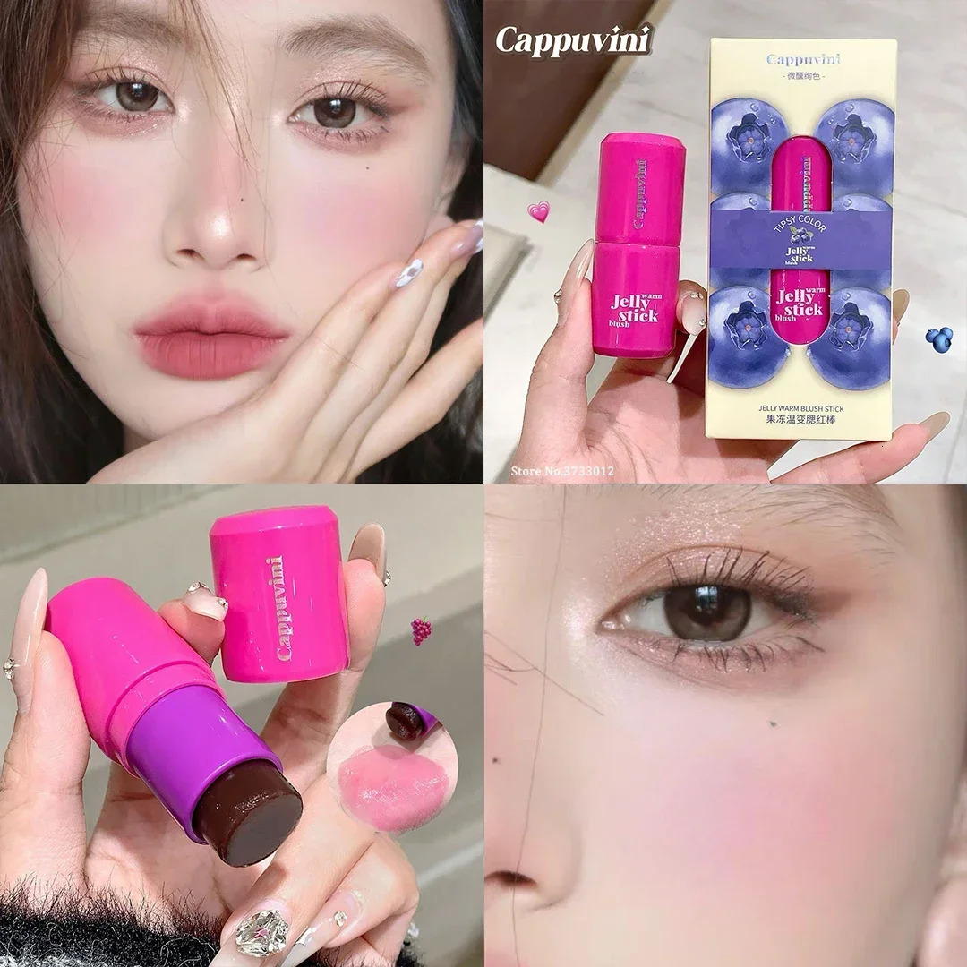 Monochrome Jelly Blush Stick Water Jelly Tint Stick Long-lasting Cheek Makeup Hydrating Stain Face Tint Milk Jelly Lip Gloss 241031