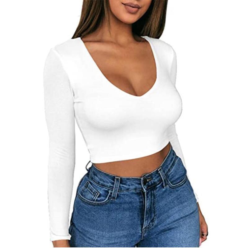 Designer slim fit spicy girl women's solid color base shirt sexy ultra short low cut exposed navel tight long sleeved T-shirt top