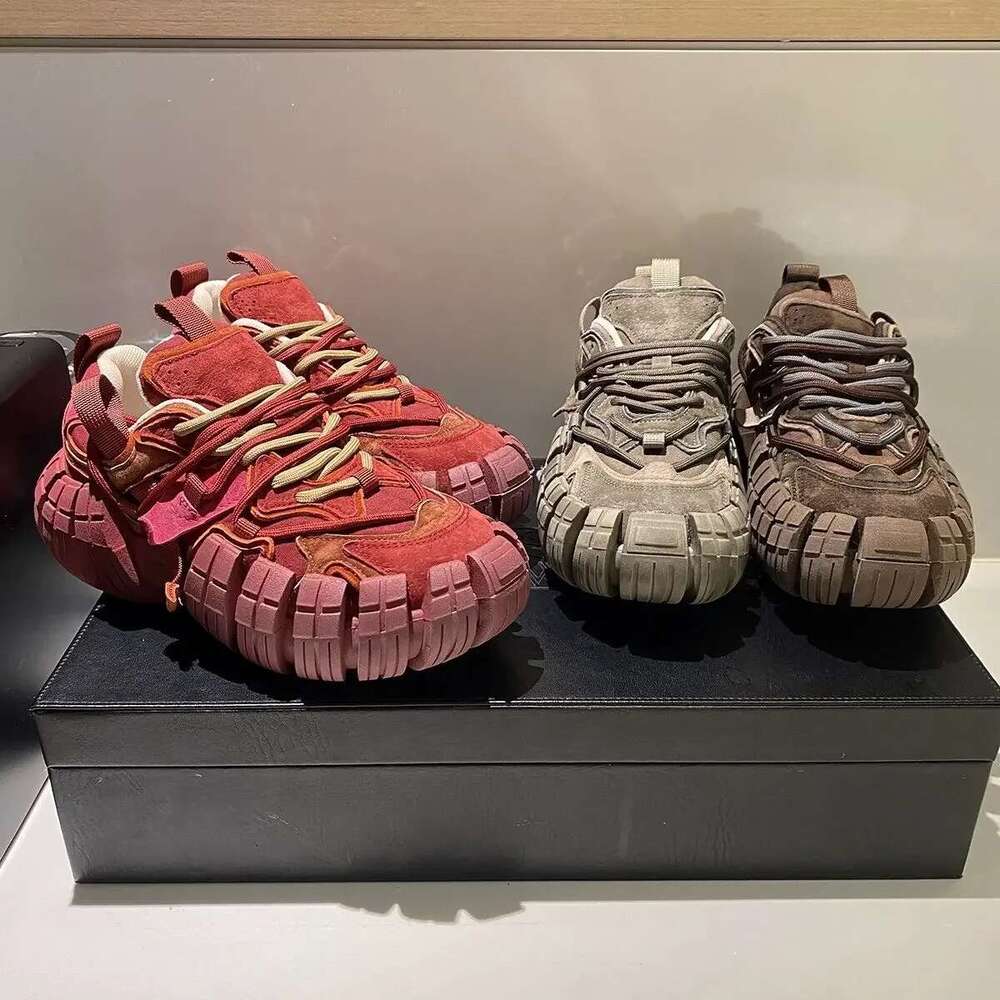 Chunky Sneaker Men Designer Tire Sole Sport Fashion Casual Microfiber Leather Height Increased Flat Platform Running Shoes