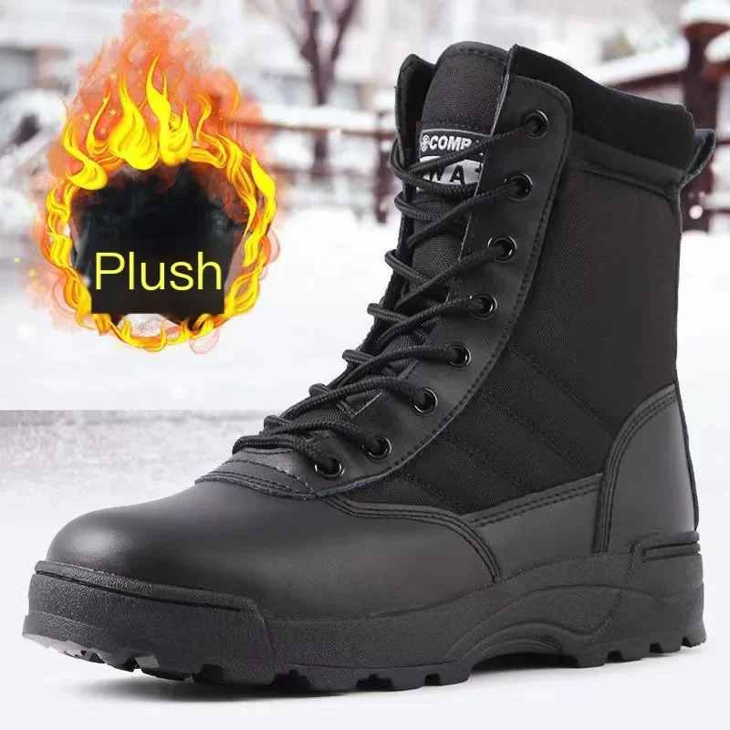 mens winter fashion plush shoes snow boots mens casual outdoor sports shoes lace warm shoes anti slip ankle boots mens 241031