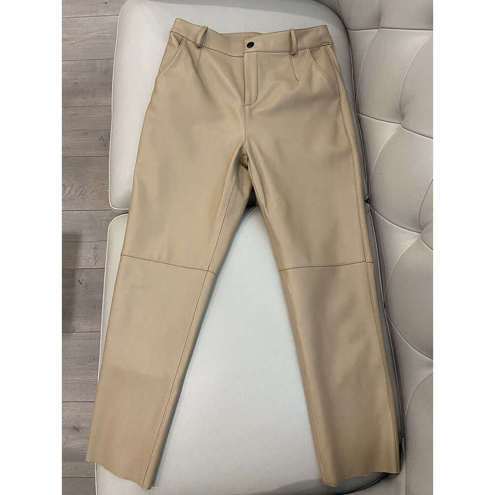 Cargo Pants 2024 New Korean Fashion Spring Autumn Genuine Leather Trousers Women Streetwear
