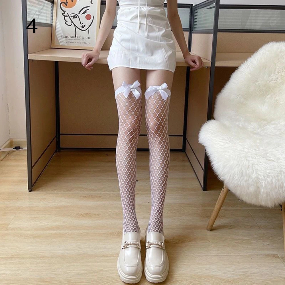 Sexy Mesh Lolita Socks Thigh High Stockings JK Lolita Girl Long Socks Japanese Style Lace Fishnet Suspender Knee High Stocking 241031