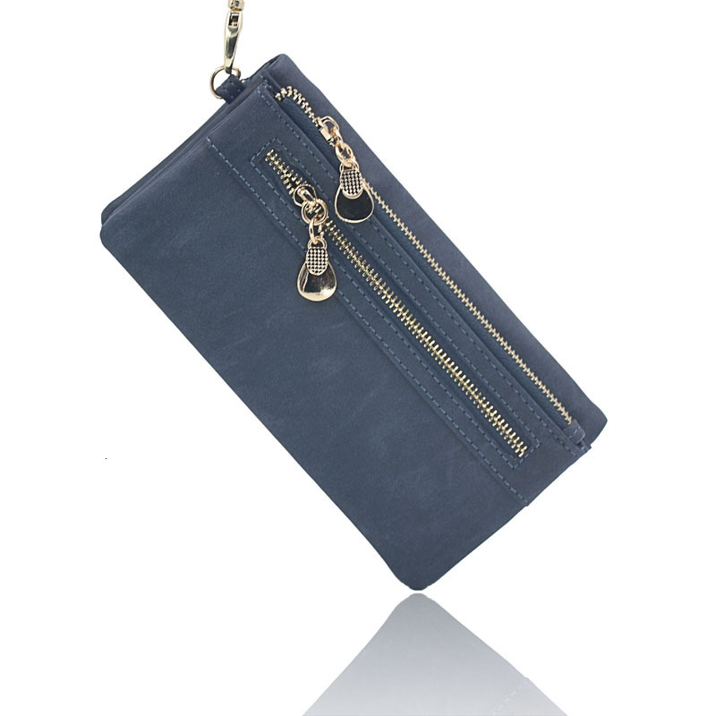 New designer double zipper frosted large capacity women's wallet long handbag