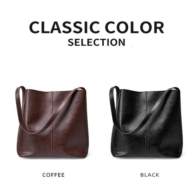Women Tote Fashion Lady Large Capacity Bucket Cowhide Split Leather Laptop Handbag Casual Shoulder Bag For Girls