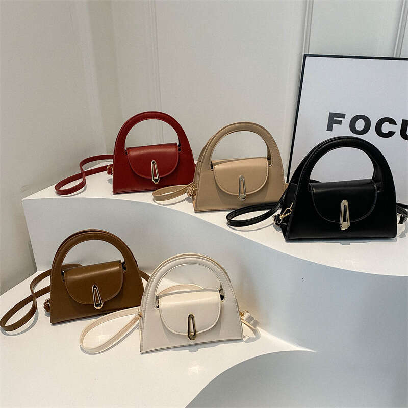 2024 Summer New Half-Round Solid Color Commuter Lock Bag For Women: Trendy & Stylish Casual Crossbody Option