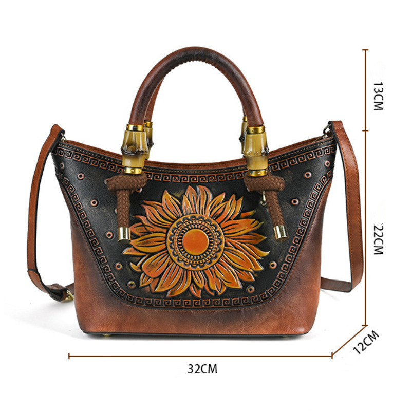 MOTAORA Vintage Emed Leather Handbag For Women's 2024 New Large Capacity Shoulder Bags Lady Purse Mobile Phone Crossover Bag