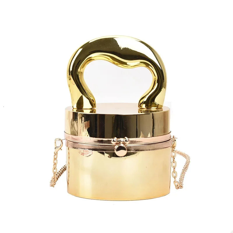 Golden box handbag fashionable and shiny womens bag party evening high-quality clutch handbag womens metal chain messenger wallet 241031