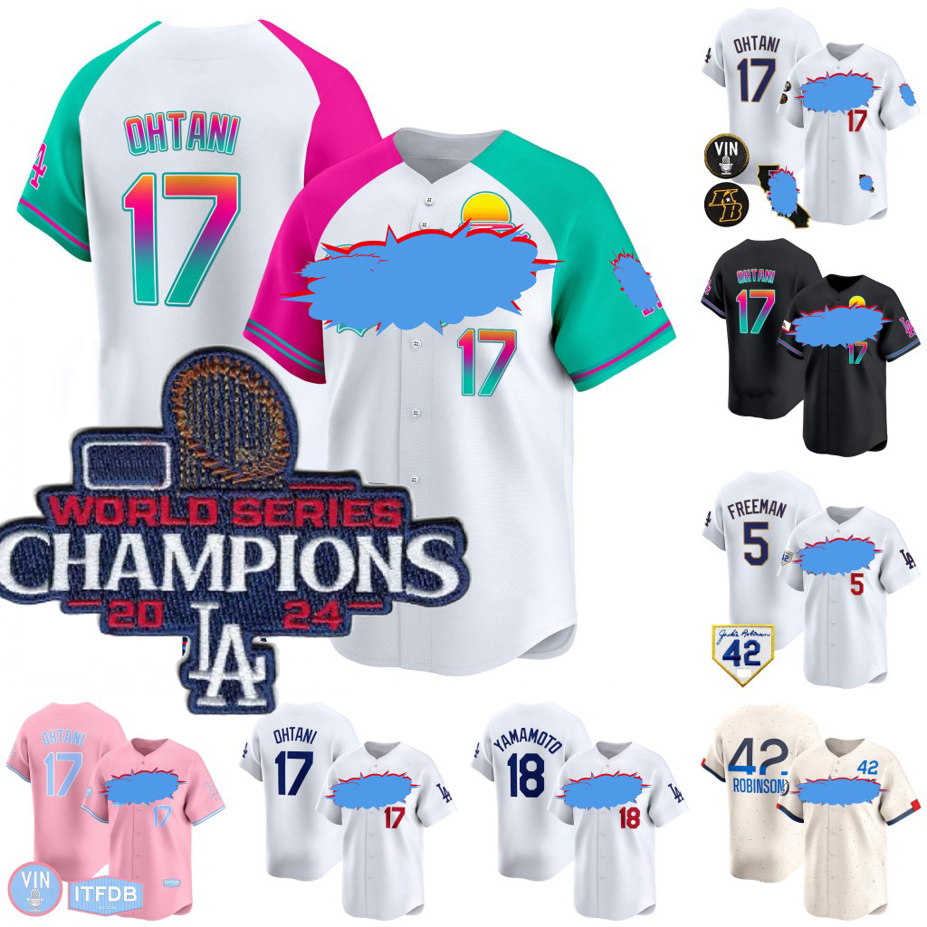 LA 2024 World Series Champion Dodgers Baseball Jerseys Shohei Ohtani Yoshinobu Yamamoto Will Smith Freddie Freeman Max Muncy Mookie Betts Pages Barnes Hernandez