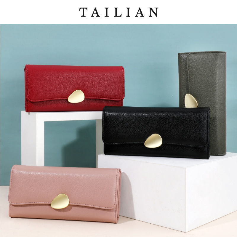 New designer Tailian classic lychee three fold wallet long women's handbag wallet