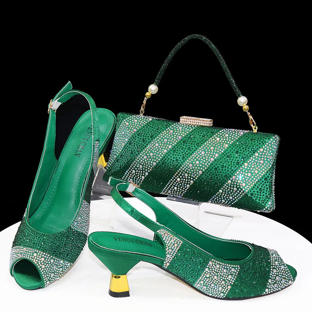 Doershow Arrival African Wedding and Bag Set gold Color Italian Shoes with Matching Bags Nigerian lady party HTY1-26 241030