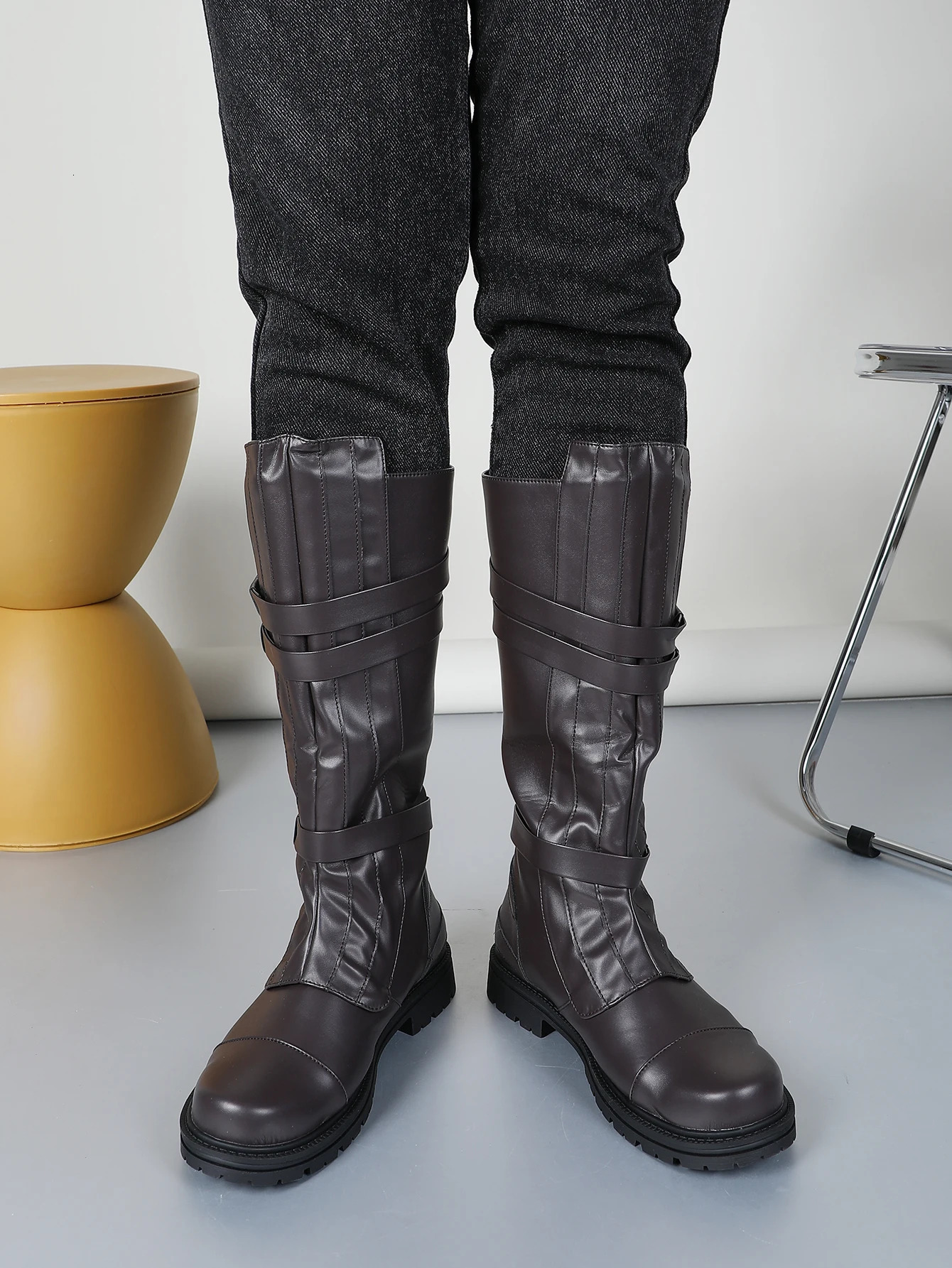 Knight Shoes Mens Role Playing Fantasy Black Brown Boots Movie Space War Clothing Accessories Adult Womens Fantasy Shoes 241031