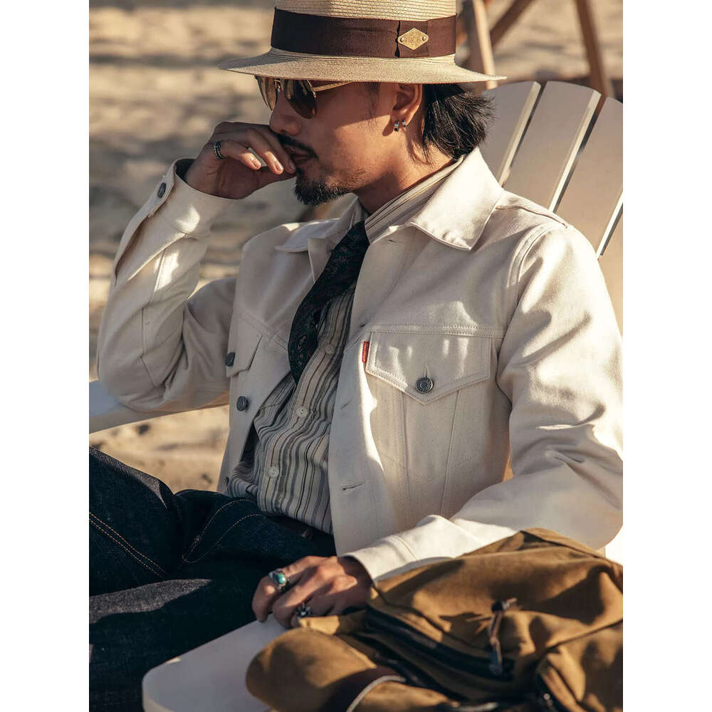 Red Tornado Type III Trucker Jacket 557Xx White Seedge Denim Short Mens Outerwear Slim Fit