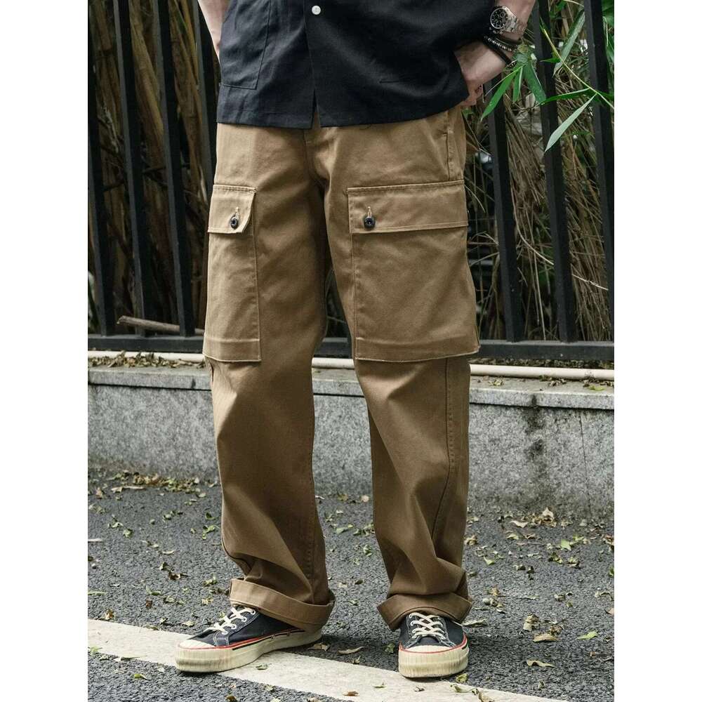 Red Bronson Modified P-44 Utility Pants 13Oz Herringbone Twill Men Cargo Trousers Relaxed Fit