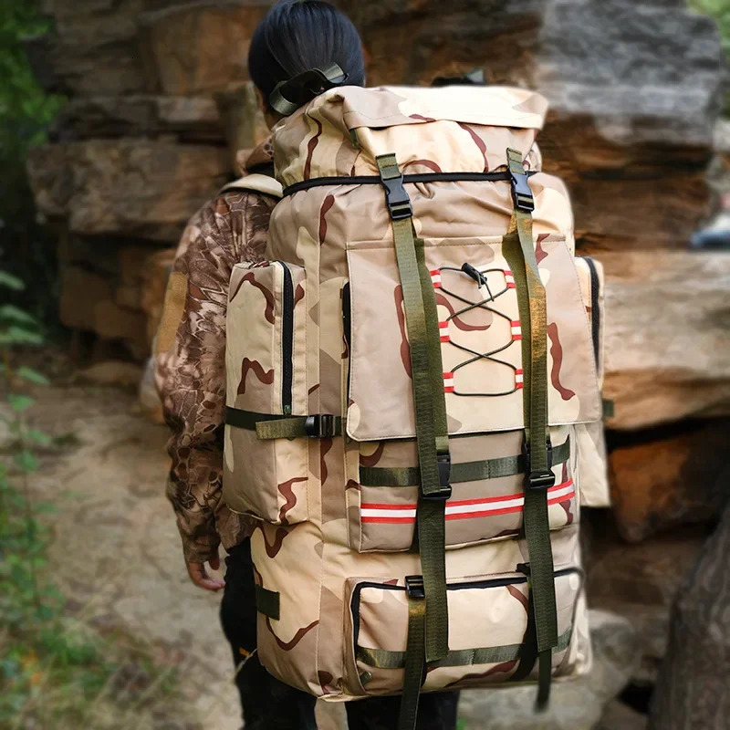 130L Extra Large Outdoor Mountaineering Hiking Backpack Camping Lage Bag For Men And Women