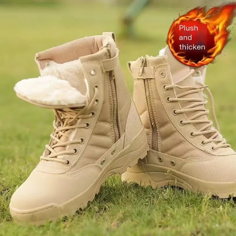 mens winter fashion plush shoes snow boots mens casual outdoor sports shoes lace warm shoes anti slip ankle boots mens 241031