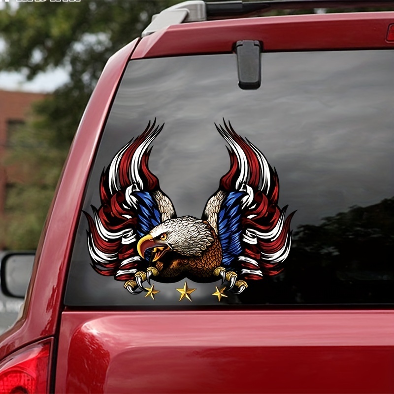 New Car Bald Eagle Diffuse Paper Flag Shielding Scratch Outdoor Vinyl Sticker For Windows Bumpers Laptops Etc