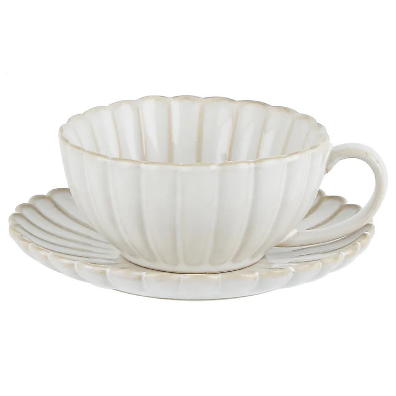 1set 230ml Vintage Ceramic Coffee Mug and Saucer Plate Tea Cup Set Drinking Cups for Breakfast Afternoon Tea Drinkware Gifts 241030