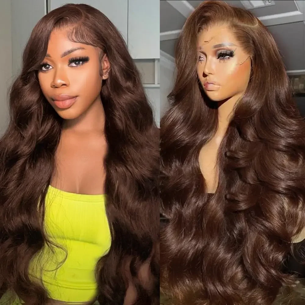 Free shipping Peruvian Dark Front Wigs For Women Human Hair Pre Plucked HD Transparent Ombre Green Lace Frontal Wig with Roots Colored