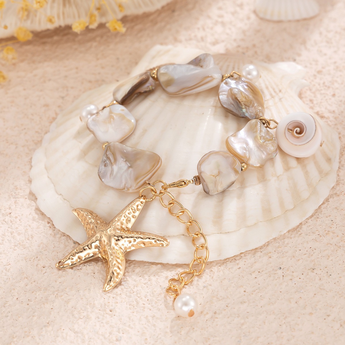 European and American Cross-border Jewelry Beach Vacation Shell Geometric Collarbone Chain Pentagram Versatile Alloy Necklace