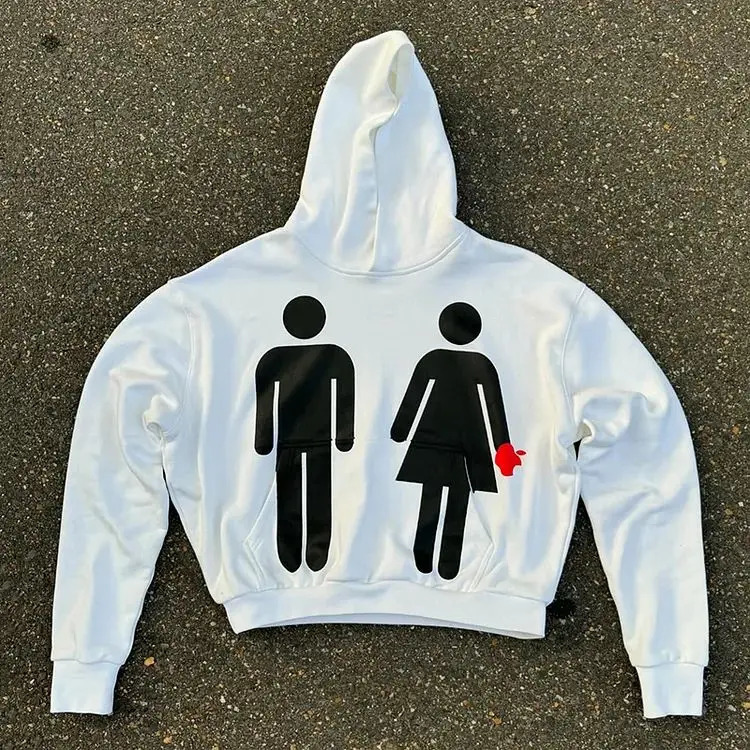 Vintage Adam and Eve Print Hoodies Women Men Harajuku Streetwear Oversized Sweatshirt Goth Y2k Top High Street Pocket Hoodie 241031