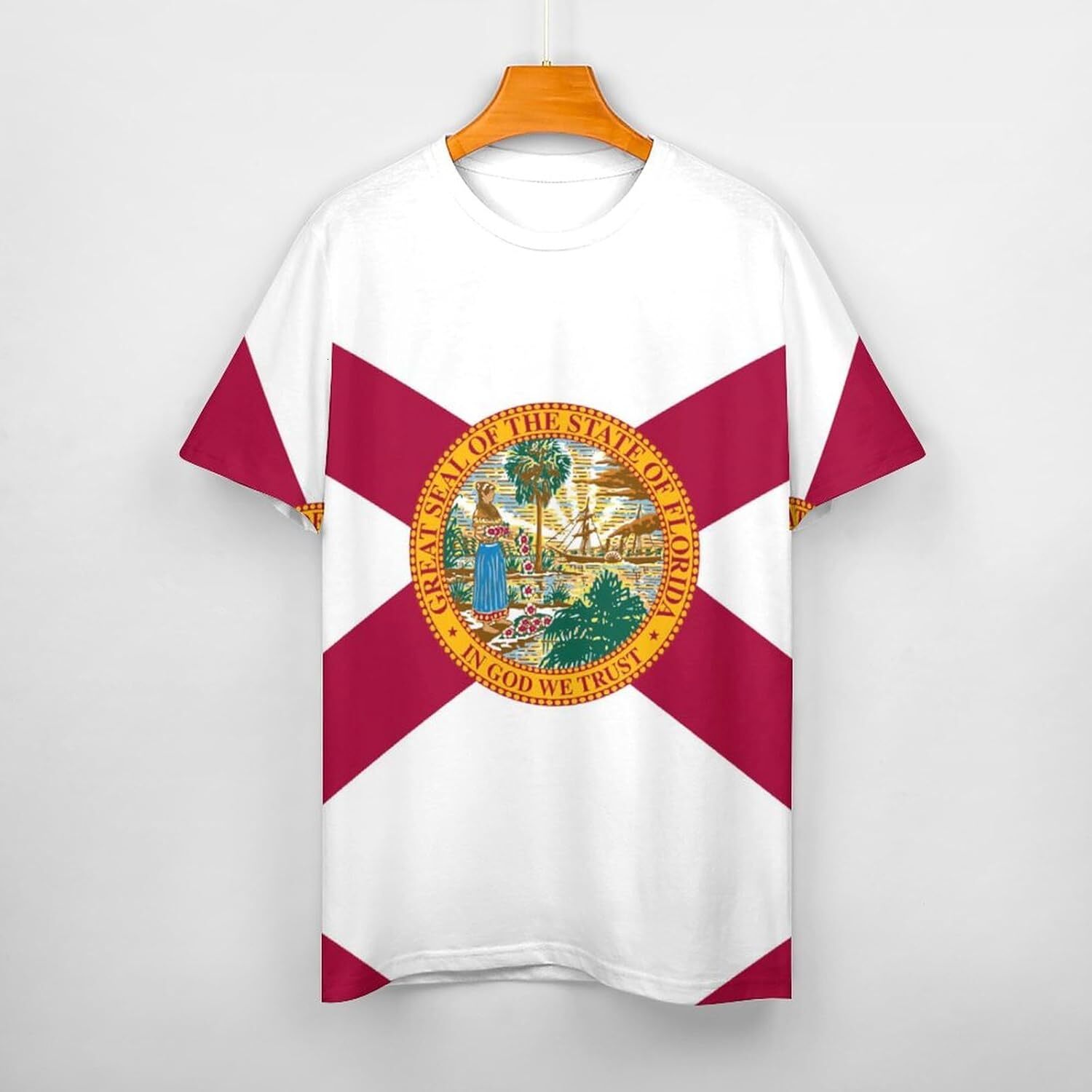 Mens T shirt Flag of Florida Cotton T-Shirt 3D Printed Casual Shirt Men's Crew Neck T-Shirt tee Casual tops summer clothes