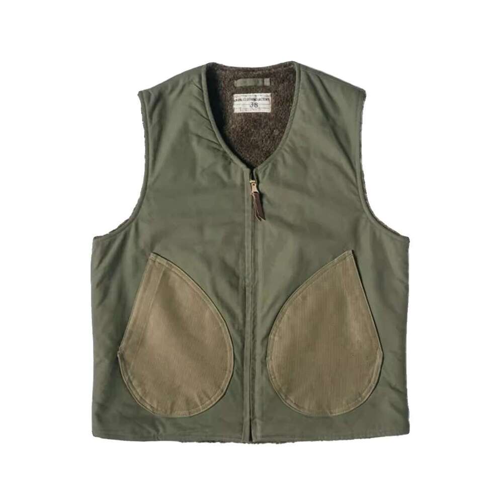 Red Bronson Wool Piled-Ed Vest Winter Mens Warm Waistcoat N-1D Deck Jacket