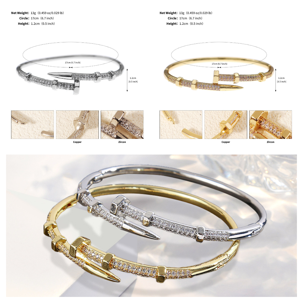 nail bracelet designer bracelet 18K Gold Plated Stainless Steel jewlery designer for women gold bracelet bangle designer bracelet women bangle gold pulsera