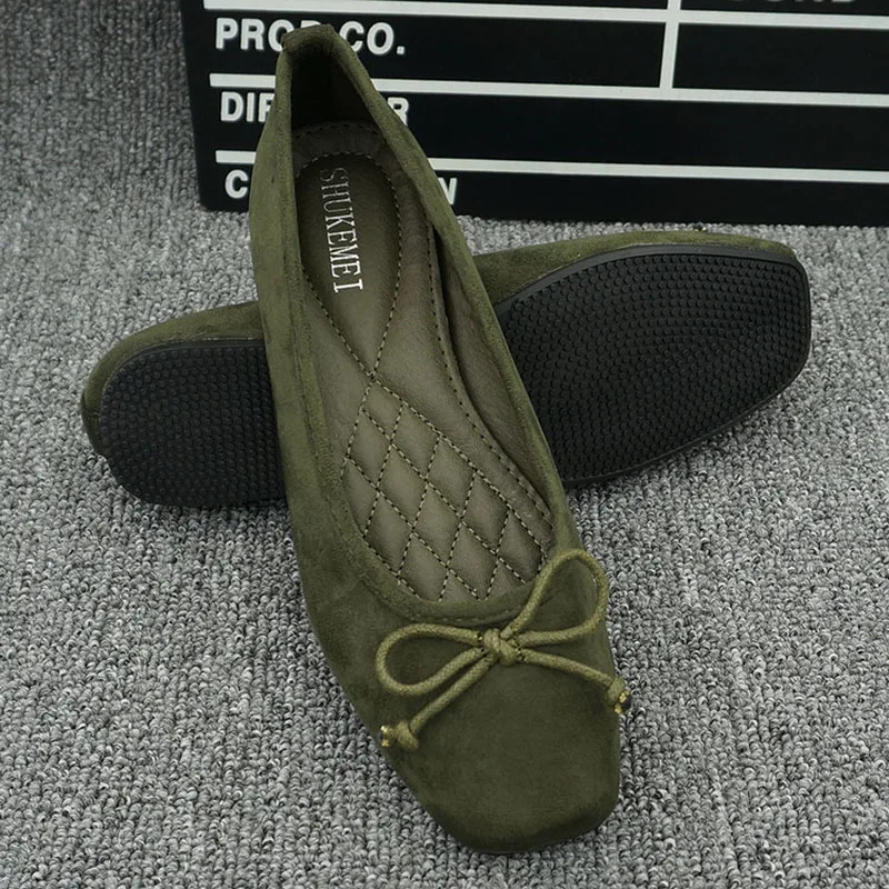 New 2024 Women's Flat Suede Leather Ladies Loafers Casual Ballerinas Moccasins Driving Shoes Large Size EU 35-42