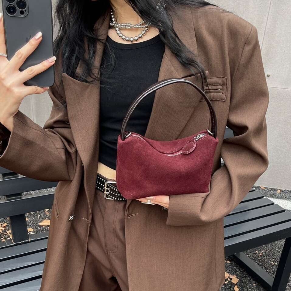 2024 New High Quality Genuine Suede Lunch Box Bag