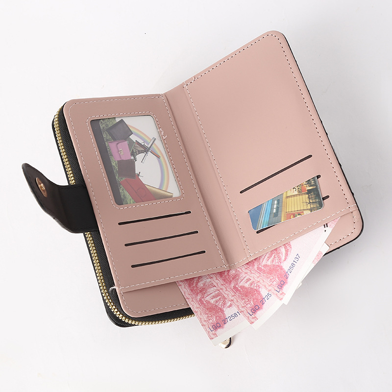 New Designer Fashion Long Buckle Wallet PU Leather Multi Slot Card Swap Solid Color Zipper Handbag