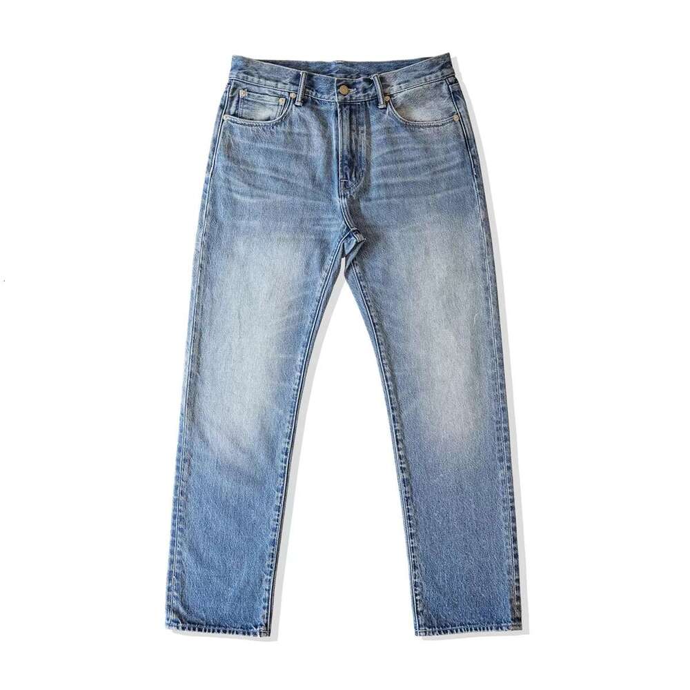 Red Tornado 14Oz Vintage Wash Jeans For Men Slim Straight Leg Designer Denim Pants
