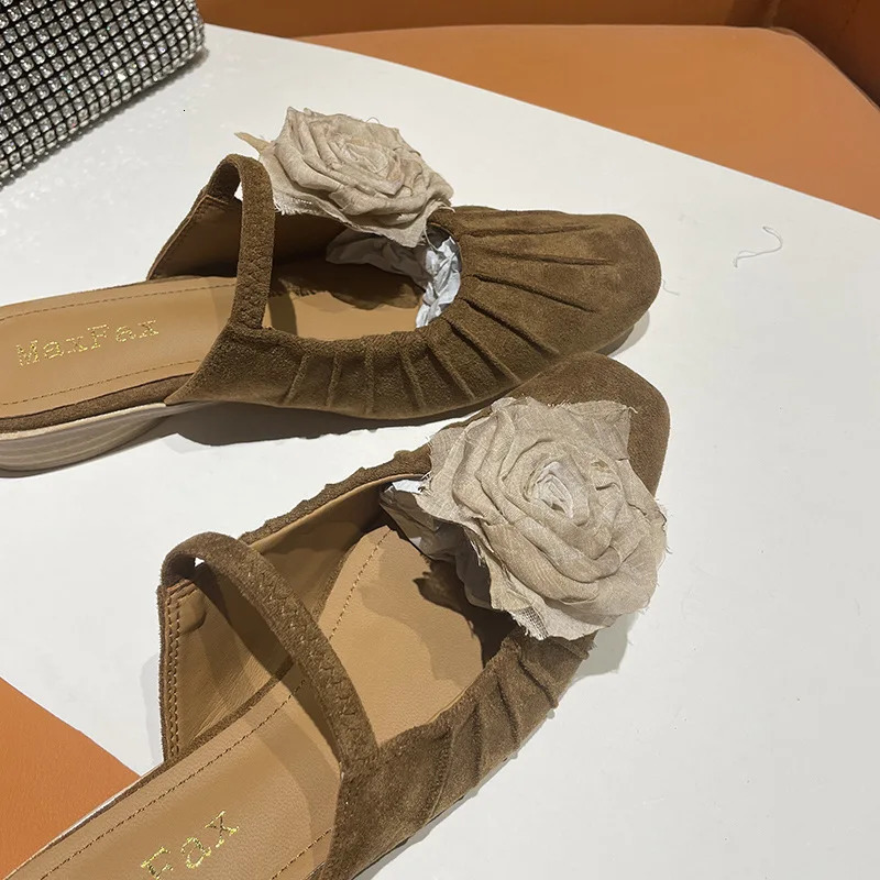 Fashion Summer Women Half Slipper Mary Jane Shoes Ladies Elegant Mules Shoes Low Heel Sandal Outdoor Slipper 241031