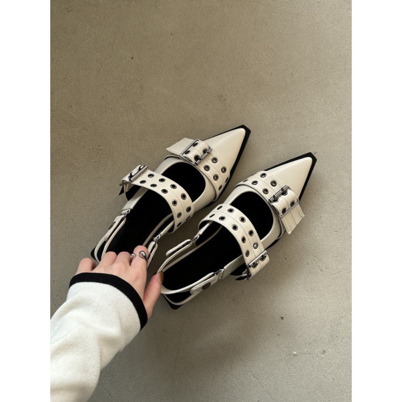 Designer New Women Flat With Buckle Fashion Pointed New Toe Ladies Flats Shoes Sgback Female Sandals Mules