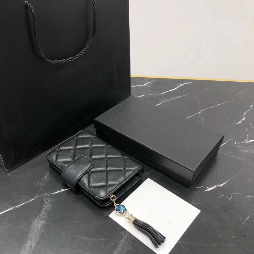 Fashion Designer Women's Tussle Chain Wallets with Rhinestone Letters Purse Coin pack with Gift Box 26122