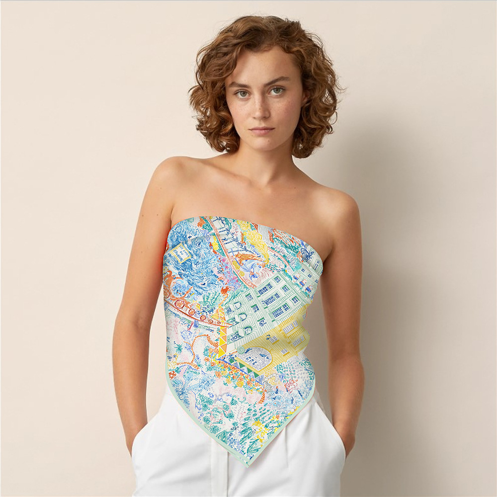 Silk Twill Scarf Square Head Scarves Shawls Bandanas Tops Summer Spring Belt Bag Accessories Female Foulard Femme Christmas gifts Les Folies du Faubou